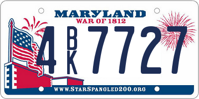 MD license plate 4BK7727