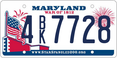 MD license plate 4BK7728