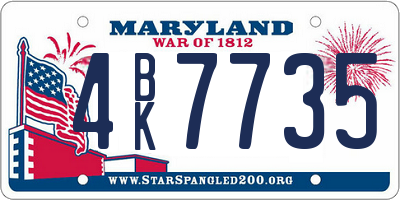 MD license plate 4BK7735