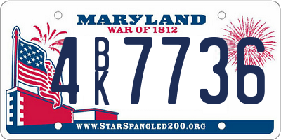 MD license plate 4BK7736