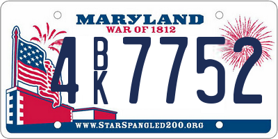 MD license plate 4BK7752