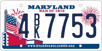 MD license plate 4BK7753
