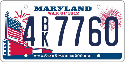 MD license plate 4BK7760