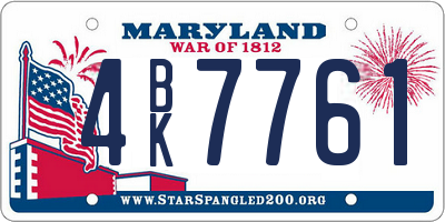 MD license plate 4BK7761