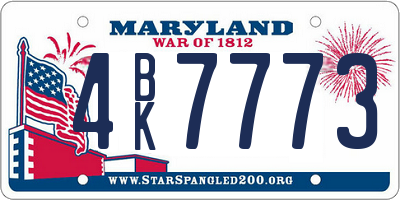 MD license plate 4BK7773