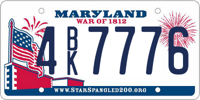 MD license plate 4BK7776
