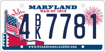 MD license plate 4BK7781