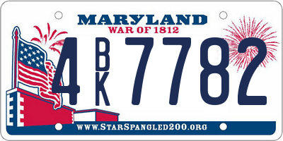 MD license plate 4BK7782