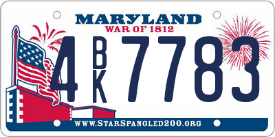 MD license plate 4BK7783
