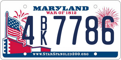 MD license plate 4BK7786