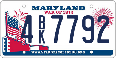 MD license plate 4BK7792