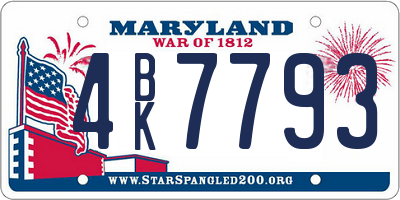 MD license plate 4BK7793