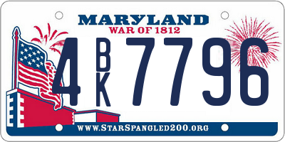 MD license plate 4BK7796