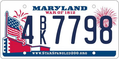 MD license plate 4BK7798