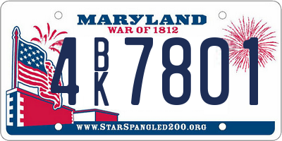 MD license plate 4BK7801