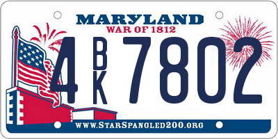MD license plate 4BK7802