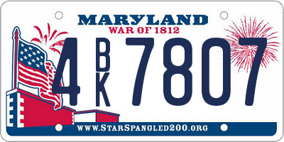 MD license plate 4BK7807