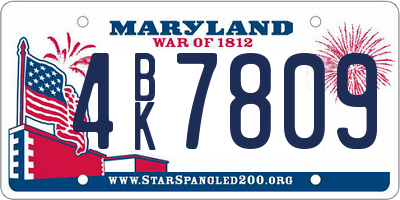 MD license plate 4BK7809
