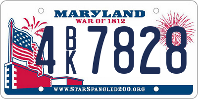 MD license plate 4BK7828
