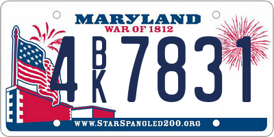 MD license plate 4BK7831