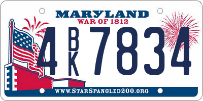 MD license plate 4BK7834