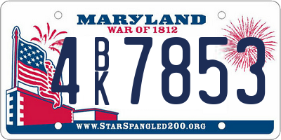 MD license plate 4BK7853