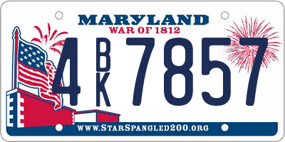 MD license plate 4BK7857