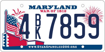 MD license plate 4BK7859