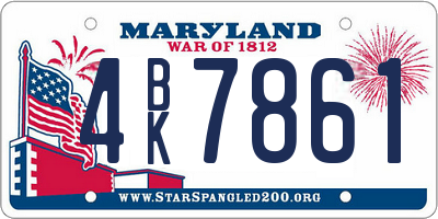 MD license plate 4BK7861