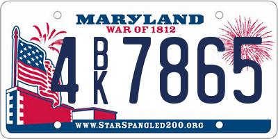 MD license plate 4BK7865