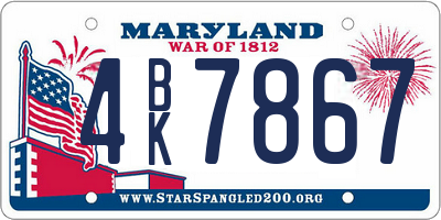 MD license plate 4BK7867