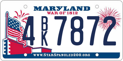 MD license plate 4BK7872
