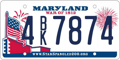 MD license plate 4BK7874