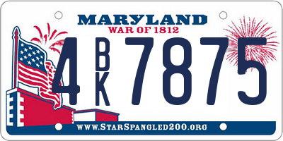 MD license plate 4BK7875