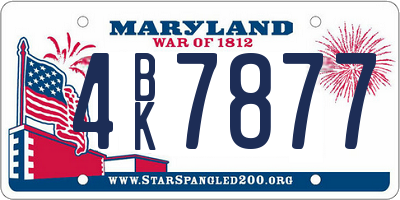 MD license plate 4BK7877