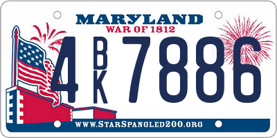 MD license plate 4BK7886
