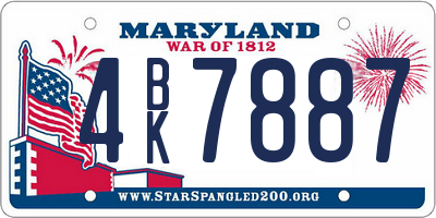 MD license plate 4BK7887