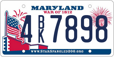 MD license plate 4BK7898