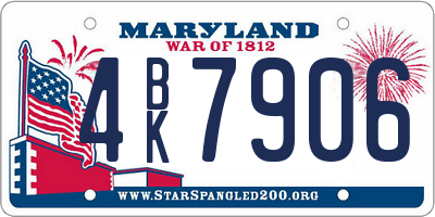 MD license plate 4BK7906