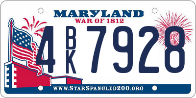 MD license plate 4BK7928
