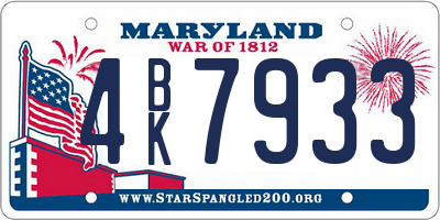 MD license plate 4BK7933
