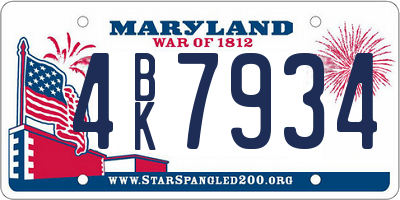 MD license plate 4BK7934