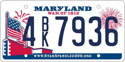 MD license plate 4BK7936