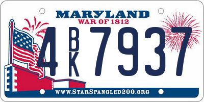 MD license plate 4BK7937
