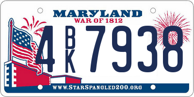 MD license plate 4BK7938