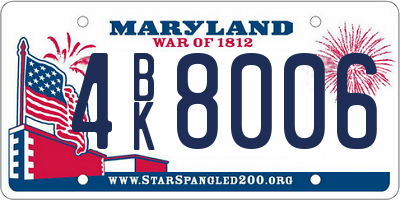 MD license plate 4BK8006