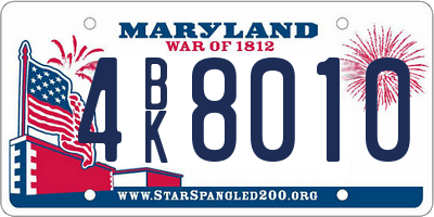 MD license plate 4BK8010
