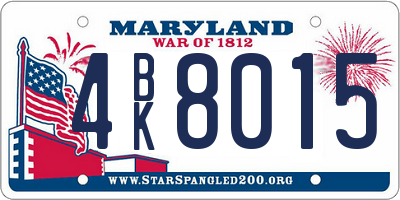 MD license plate 4BK8015