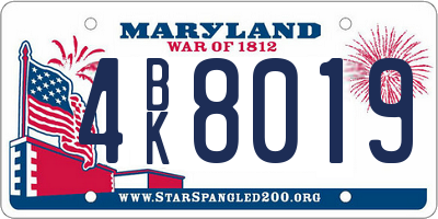 MD license plate 4BK8019