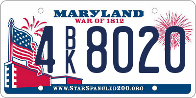 MD license plate 4BK8020
